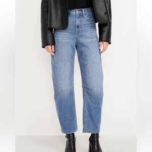 *Two Pairs* Old Navy Women's High Rise Barrel Jeans in Black and Blue